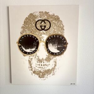 Oliver Gal Gucci Gold Skull on Canvas
